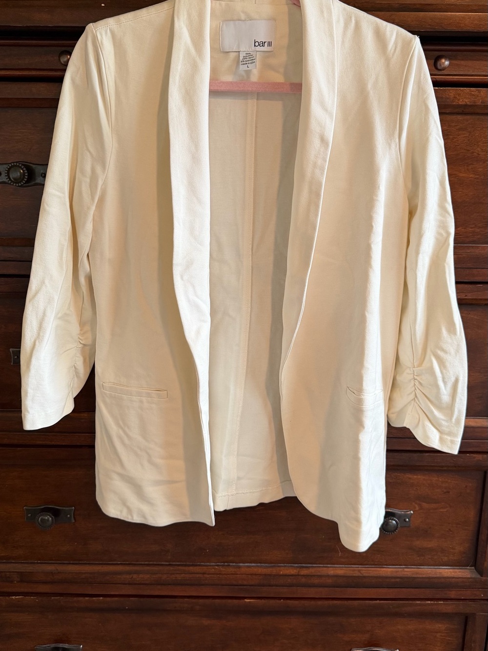 Bar III Cream Open Front Blazer